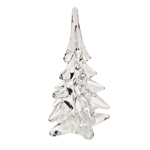 Vintage Two’s Company Hand Blown Art Glass Clear 8" Christmas Tree Art Glass - Picture 1 of 8